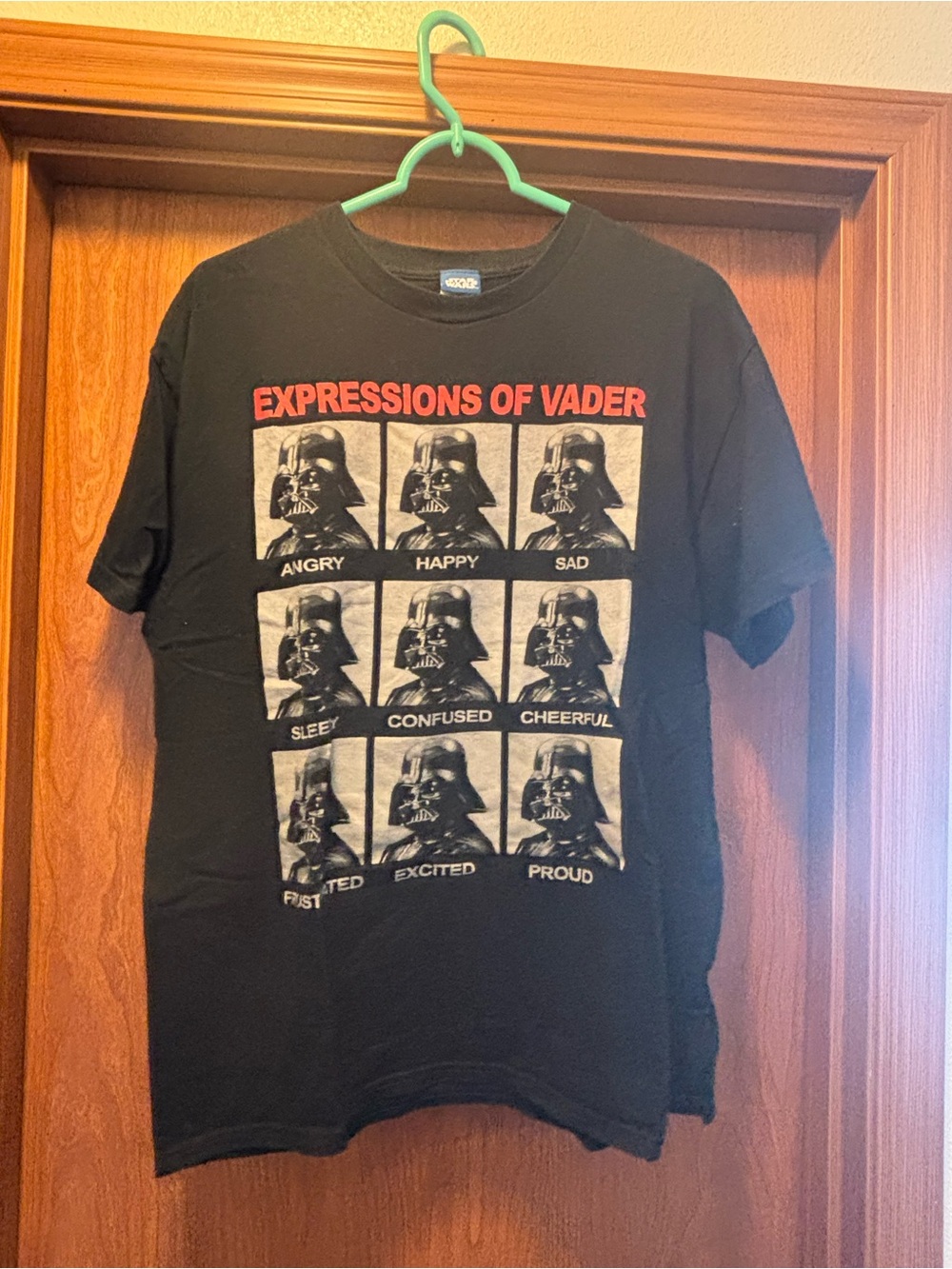 Star Wars Black 'Expressions of Vader' Graphic Tee with Red Accents